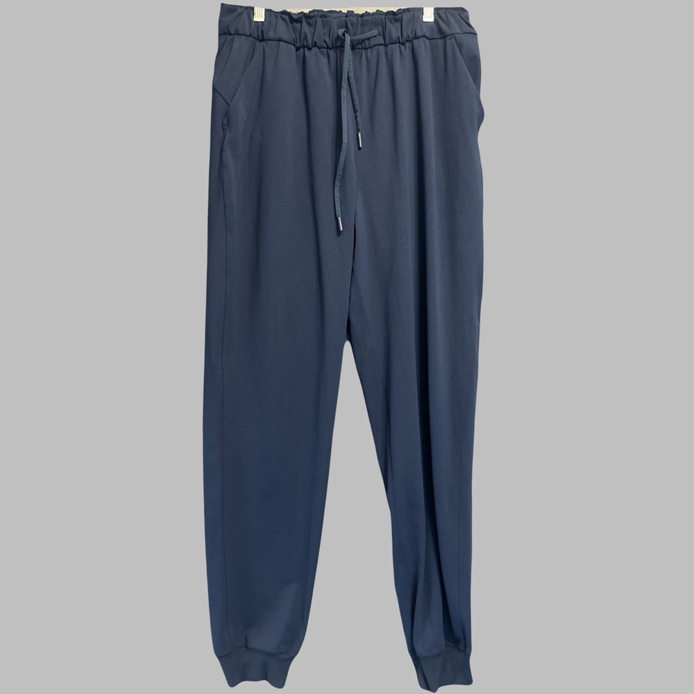 Lululemon Stretch High Rise Jogger Pants Womens Size 10 Navy Drawstring Pockets